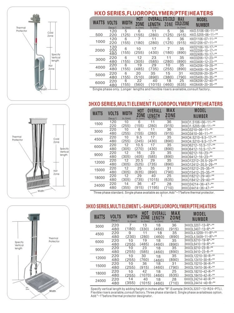 3HXO TEFLON IMMERSION HEATER 3HXO TEFLON IMMERSION HEATER